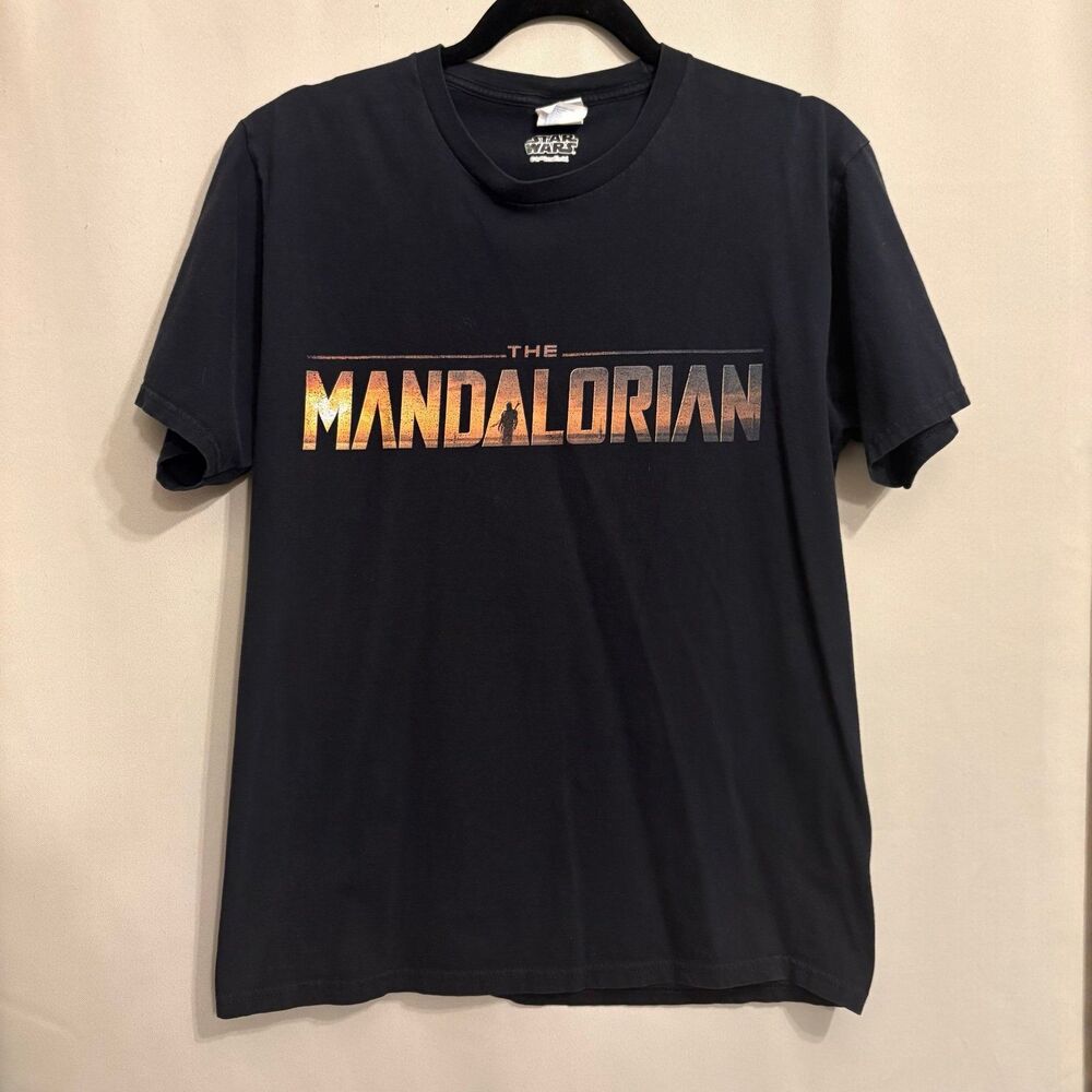 Star Wars The Mandalorian Graphic T Shirt Black Mens Medium Disney